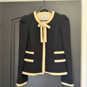 Milly Women's Black Blazer with Cream Trim